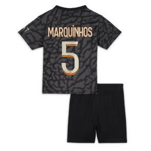 Paris Saint-Germain Marquinhos #5 Tredjeställ Barn 2023-24 Kortärmad (+ Korta byxor)